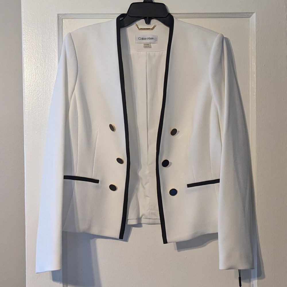 Petite White Blazer 14P Calvin Klein
